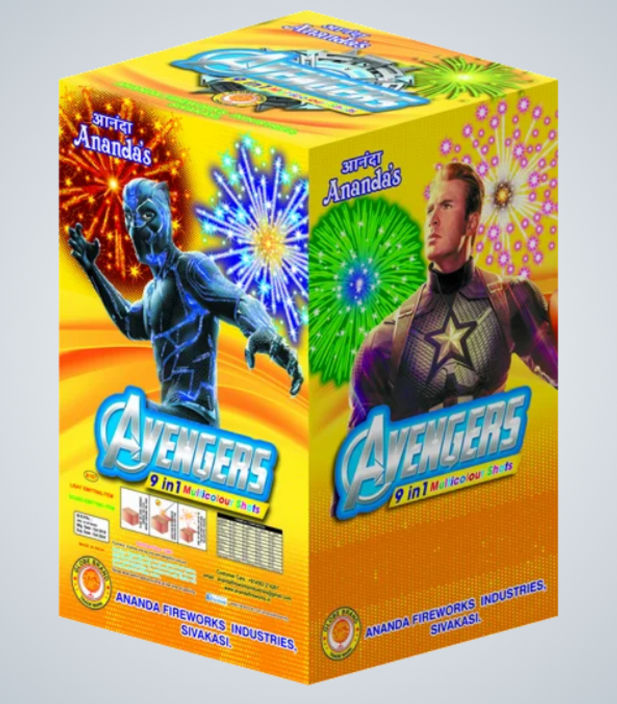 AVENGERS E (2.5" FANCY PIPE / 9 IN 1 MULTICOLOUR SHOT)