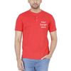 Coral Red Customized Men’s Cotton Henley Neck T-Shirt