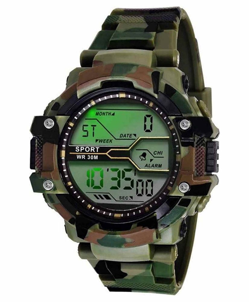 Skylofts Digital Watch With 7 Color Lights - Green Skylofts Digital Watch With 7 Color Lights - Green