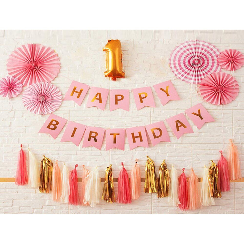 Amfin 1st Birthday Decoration Combo Pack of 4 - Blue