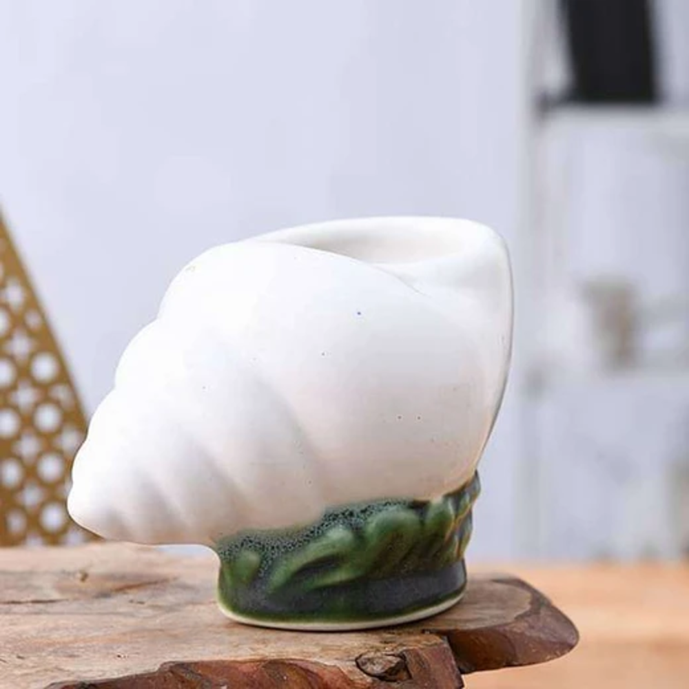 2.4 inch (6 cm) Fancy Shell Ceramic Pot (White) (set of 2)2.4 inch (6 cm) Fancy Shell Ceramic Pot (White) (set of 2)