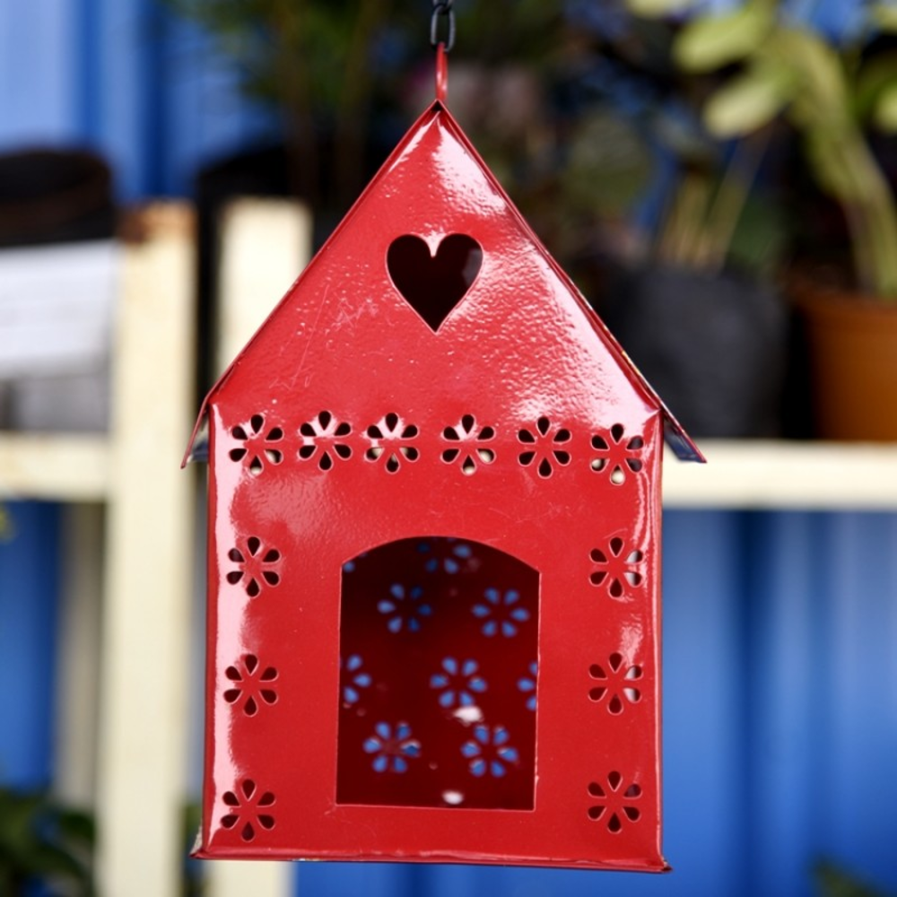 Square Metal Birdhouse (Orange)