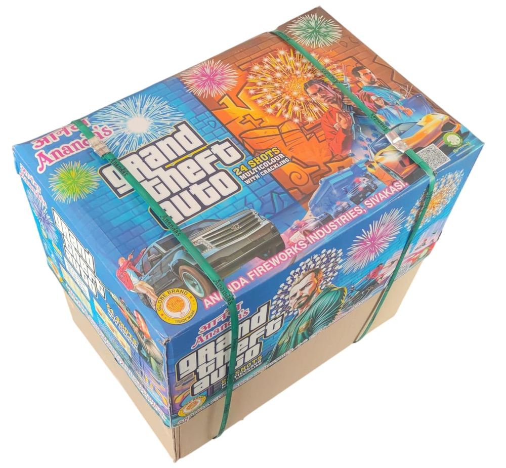 GTA FAN CAKE E ( 24 SHOT MULTICOLOUR / 4 INCH PIPE)