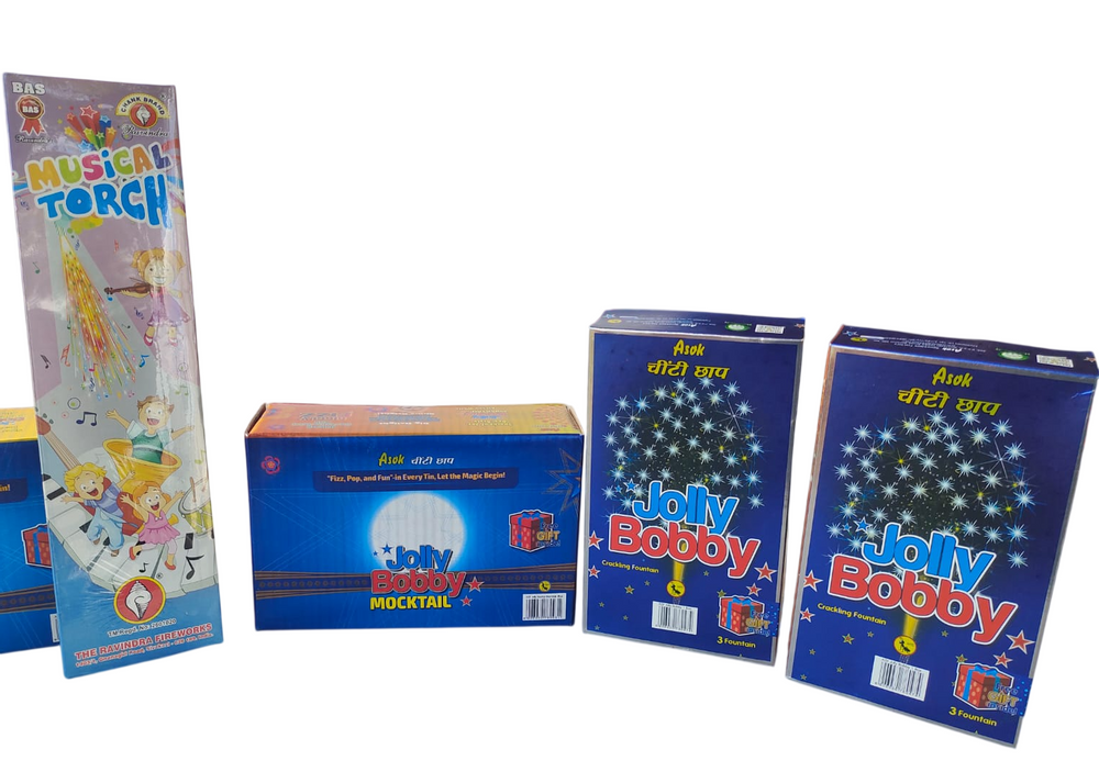 JOLLY BOBBY MIXED COMBO (JOLLY BOBBY CRACKLING - 2 JOLLY BOBBY MOCKTAIL - 1 MUSICAL ROCKET - 1)
