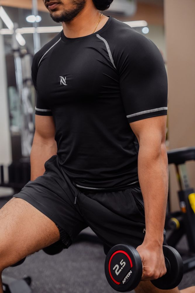 Black compression men's t-shirt
