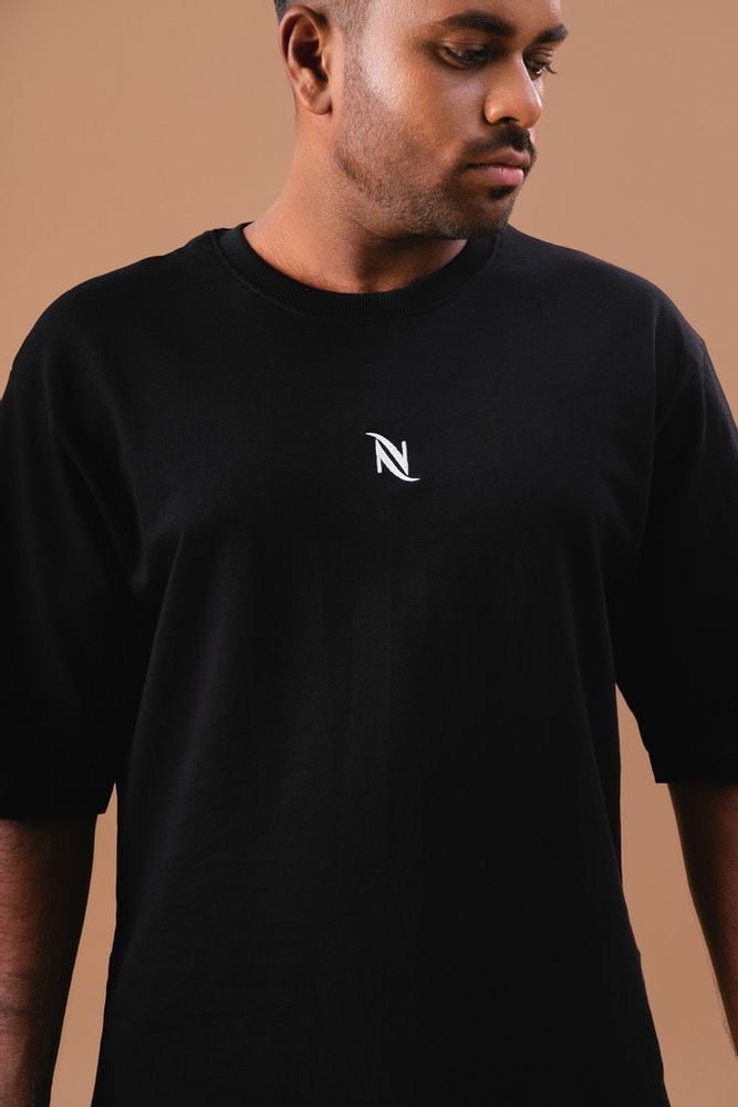 Black -cotton Solid oversized T-shirt
