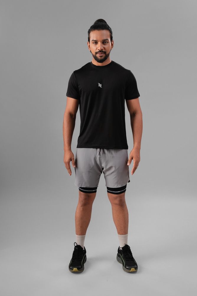 Polyster crew neck t-shirt -Black
