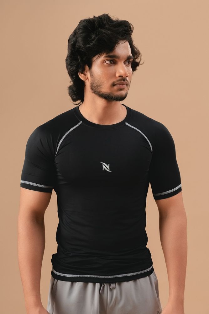 Black compression men's t-shirt