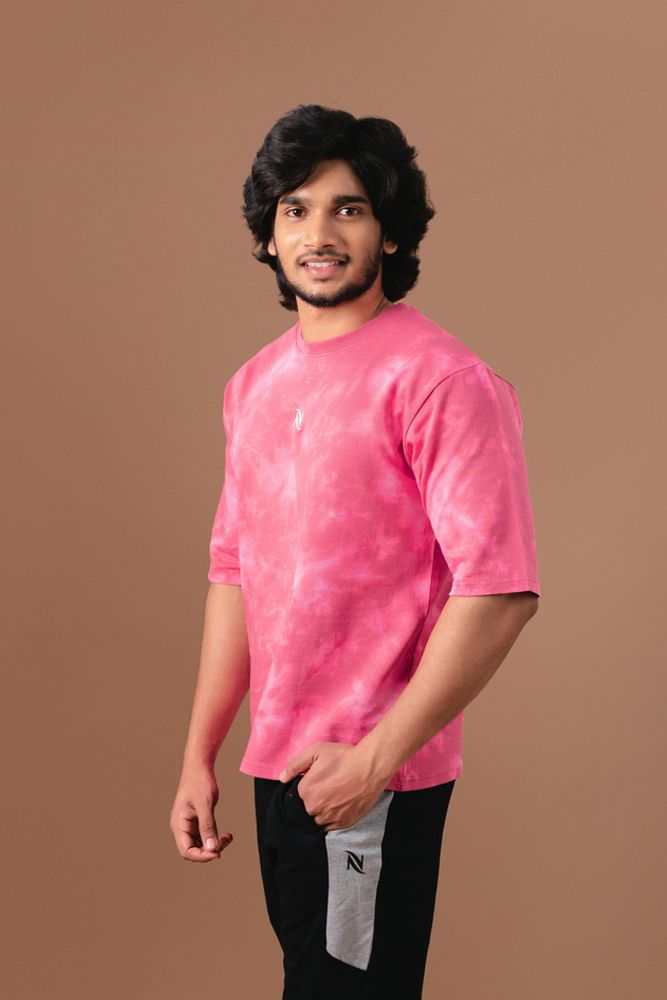 Pink Acid Wash Oversized T-Shirt
