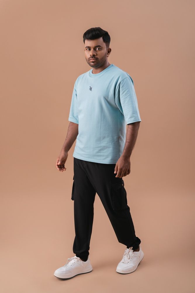 Green Cotton Solid Black Over Sized T-Shirt