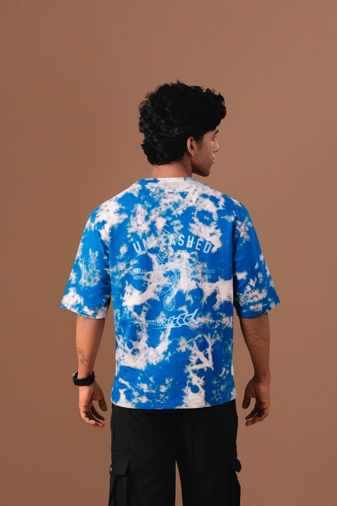 Blue-Acid Wash Oversized T-Shirt