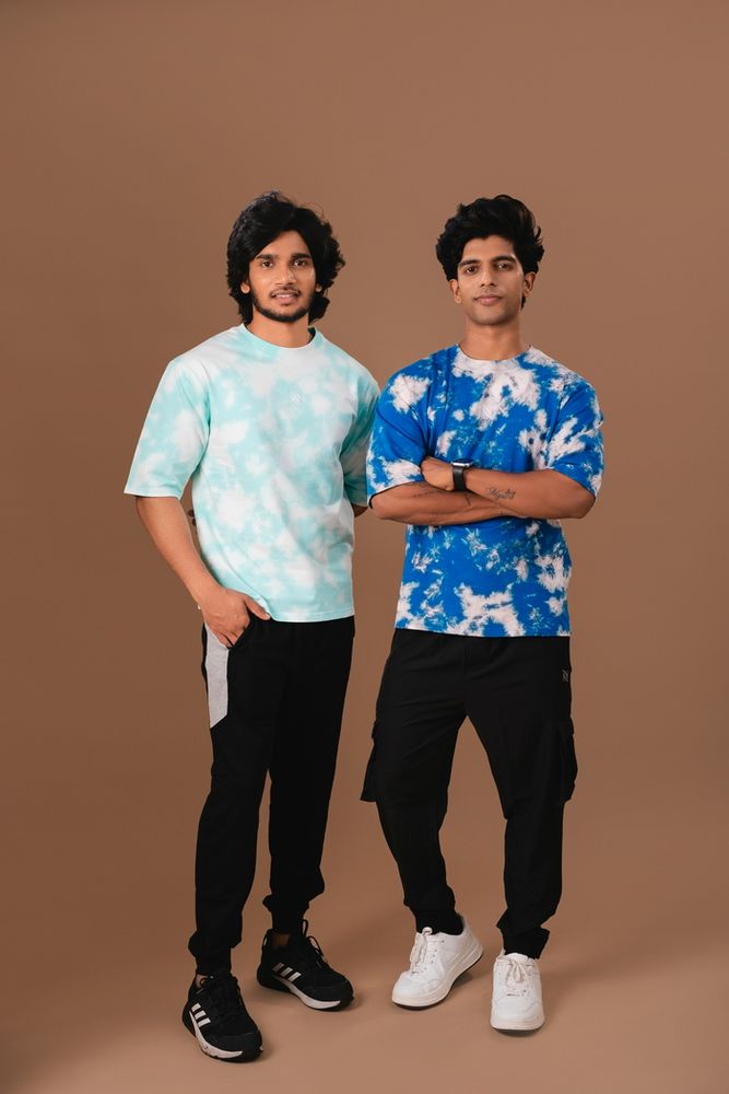 Blue-Acid Wash Oversized T-Shirt