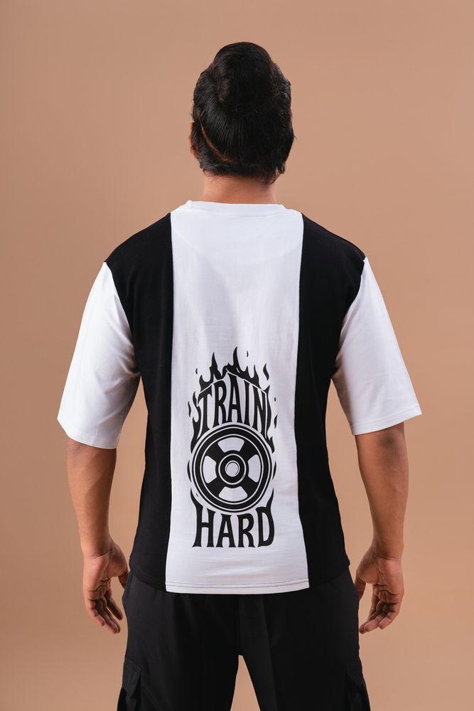 White and Black Cut and Sew oversized T-shirt