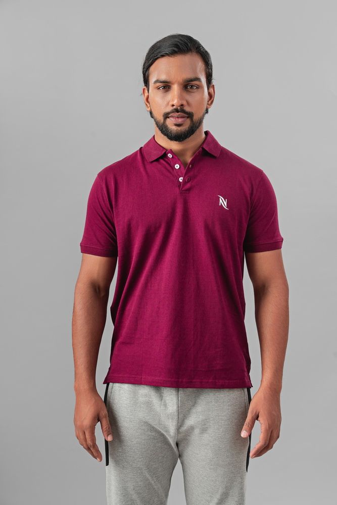 Classic Cotton Polo T-shirt - Maroon