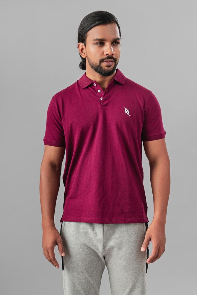 Classic Cotton Polo T-shirt - Maroon