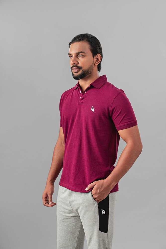 Classic Cotton Polo T-shirt - Maroon
