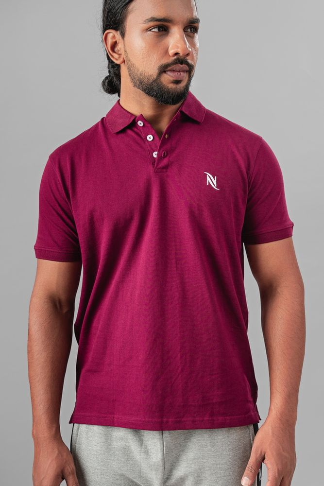 Classic Cotton Polo T-shirt - Maroon