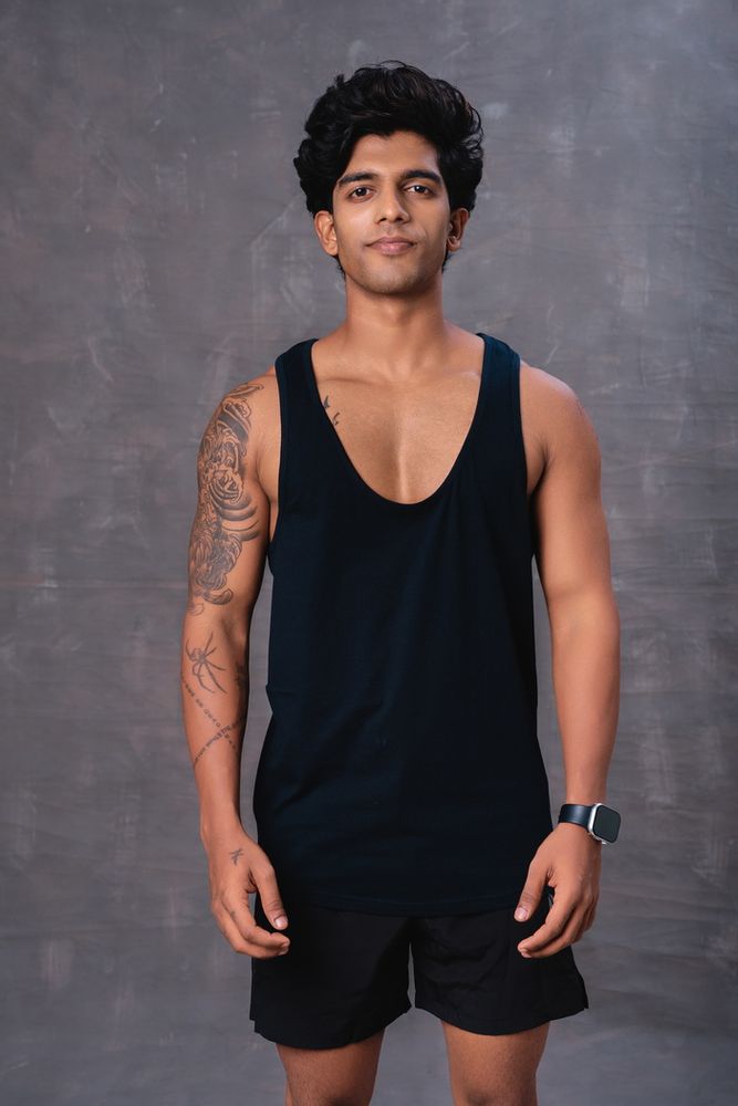 Cotton Men's vest -Black