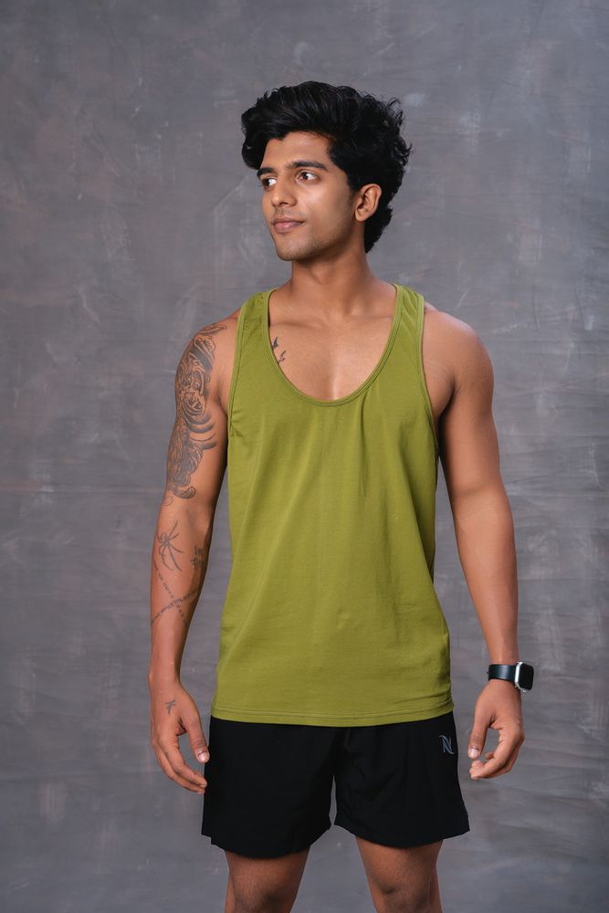 Cotton Men's T-shirt-Olive Green
