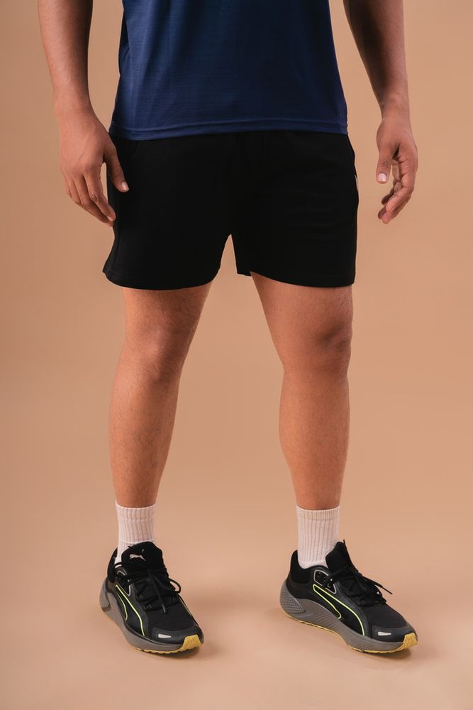 Premium Cotton Plain Shorts -Black