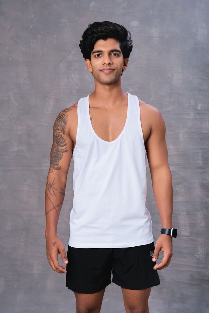 Cotton Men's Vest -White