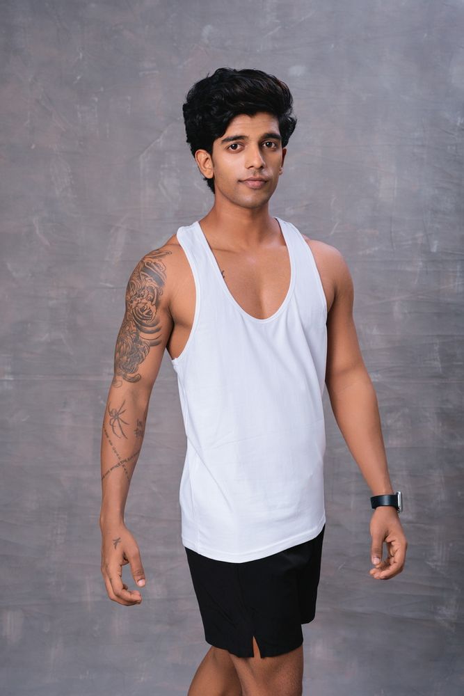 Cotton Men's Vest -White
