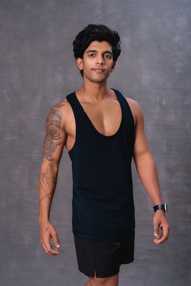 Cotton Men's vest -Black