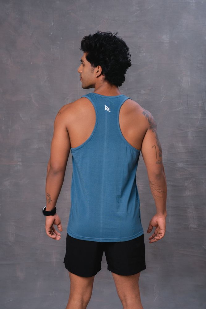 Cotton Men's Vest -Denim Blue