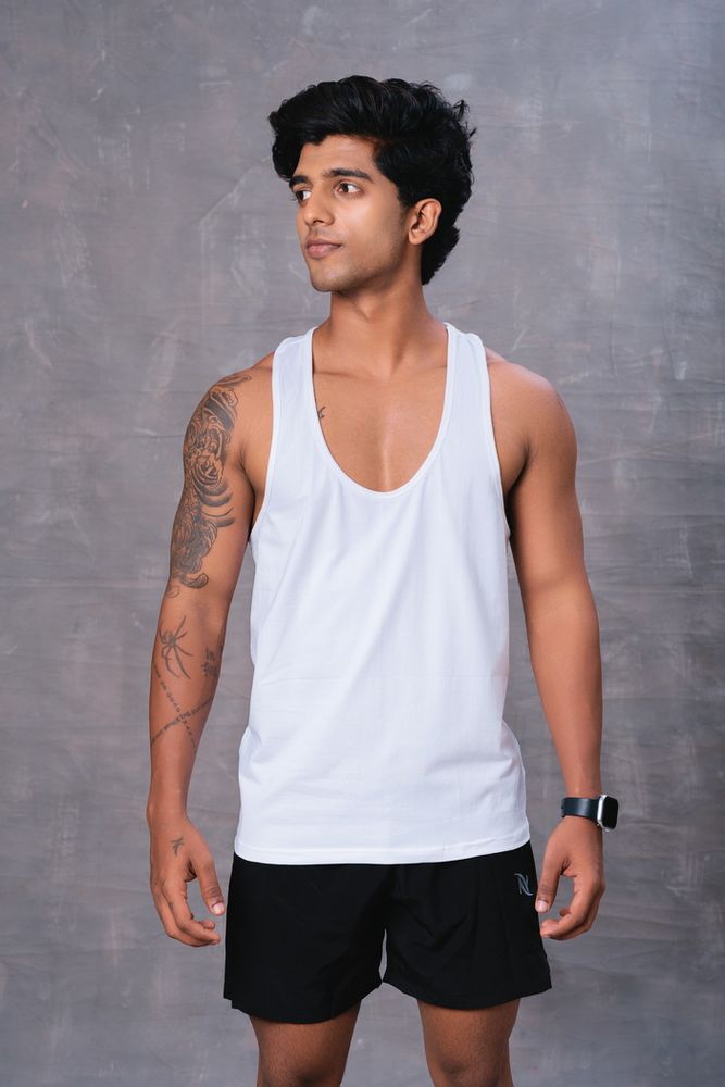 Cotton Men's Vest -White