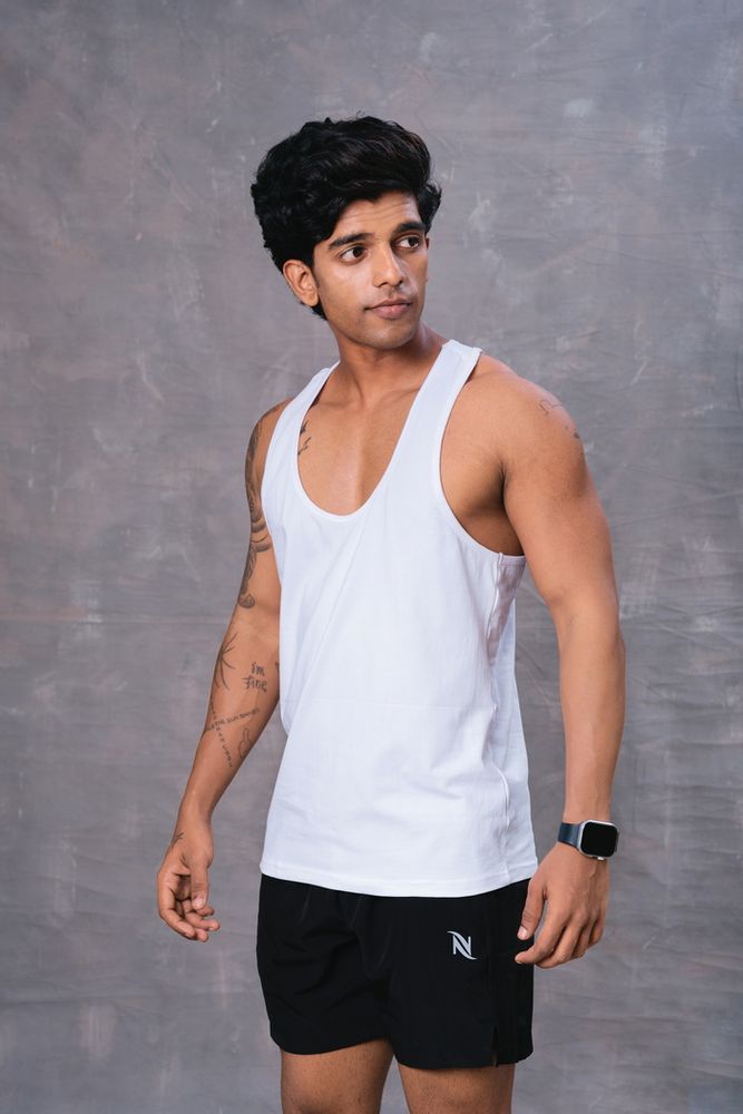 Cotton Men's Vest -White