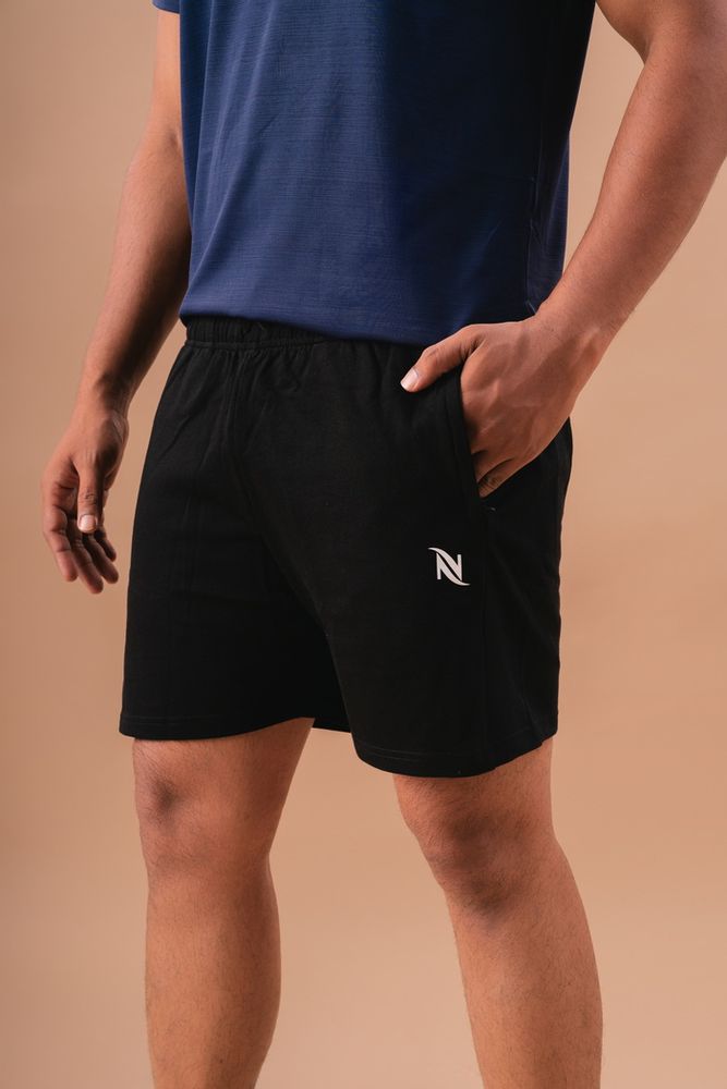 Premium Cotton Plain Shorts -Black