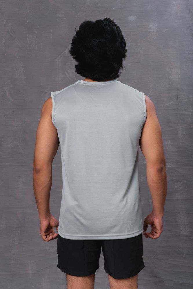 Sleeveless polyester T-shirt-Grey