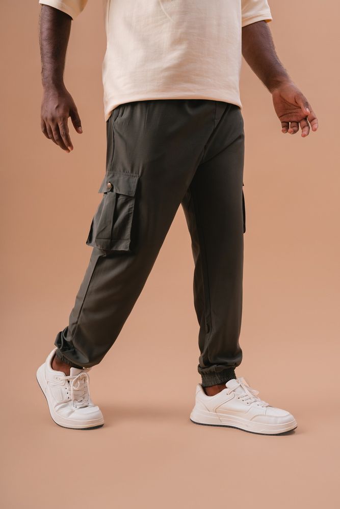Men's Cargo Joggers-Grey