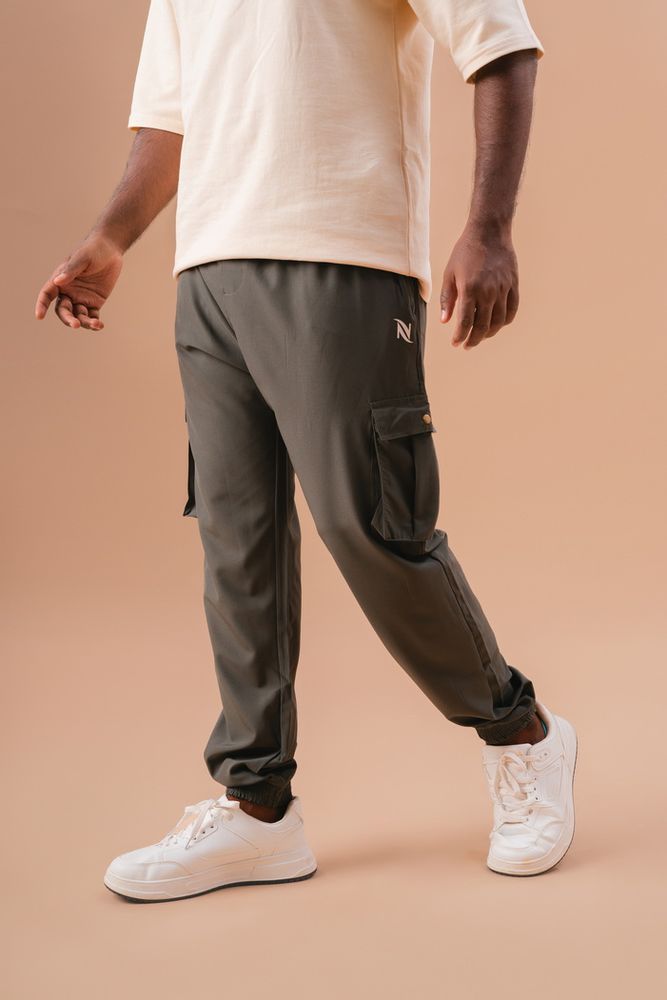 Men's Cargo Joggers-Grey