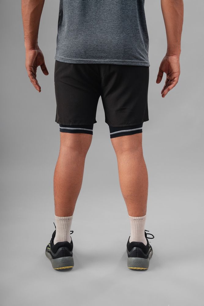 Men's 2 in 1 Running Shorts-Black