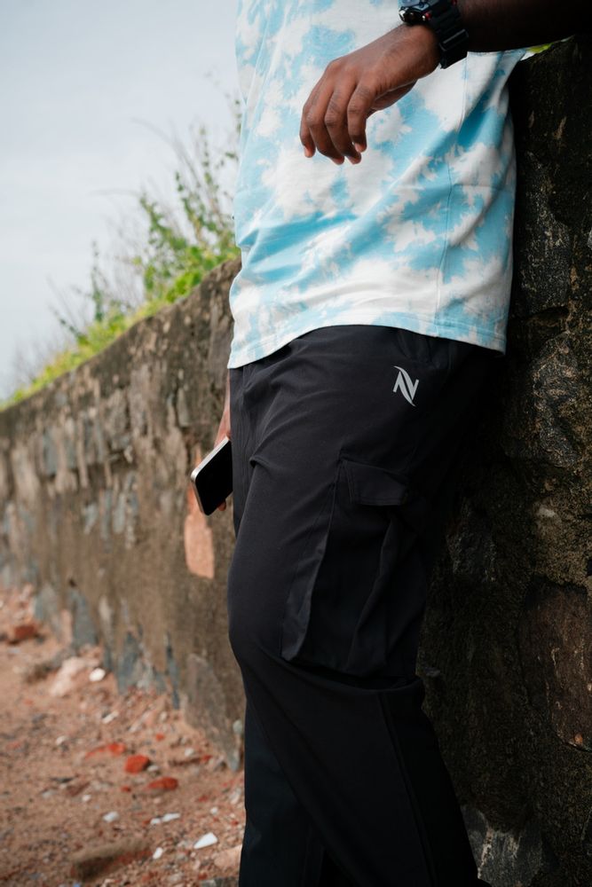 Men's Cargo Joggers- Black