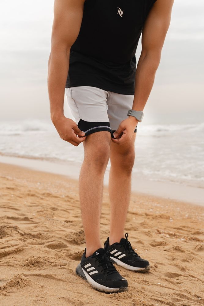 Men's 2 in 1 Running Shorts -Grey