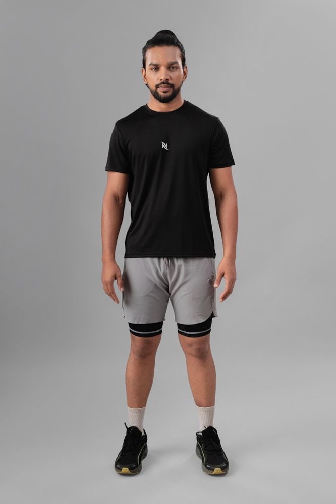 Men's 2 in 1 Running Shorts -Grey