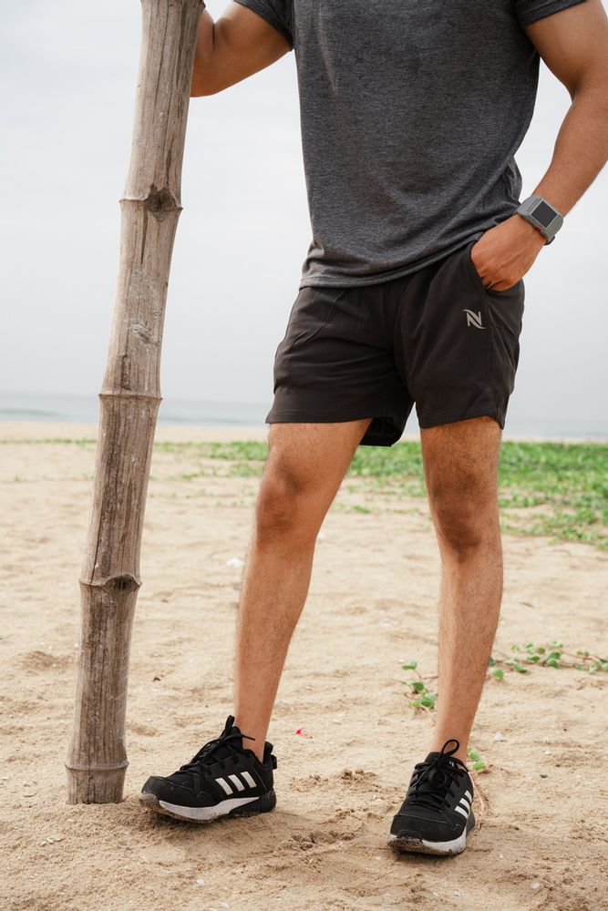 Men's Solid Slim Fit Short -Dark Grey