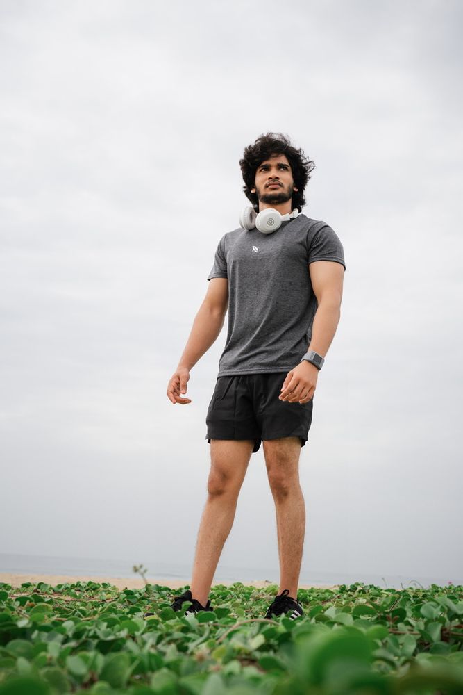 Men's Solid Slim Fit Short -Dark Grey