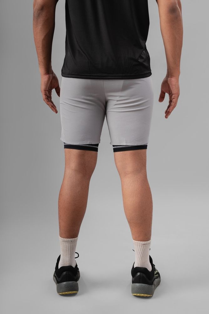 Men's 2 in 1 Running Shorts -Grey