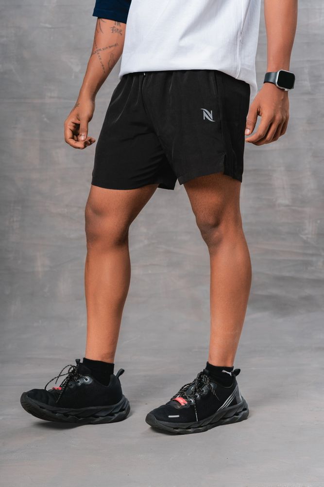Men's Solid Slim Fit Shorts-Black