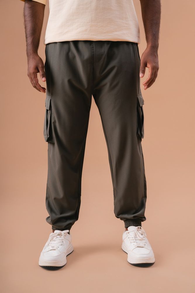 Men's Cargo Joggers-Grey