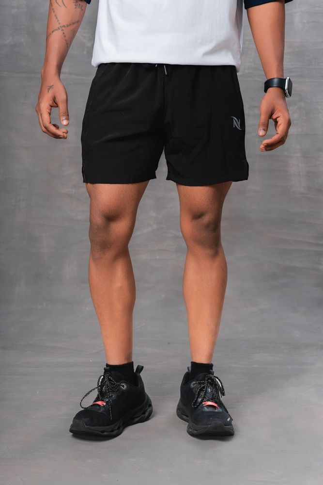 Men's Solid Slim Fit Shorts-Black