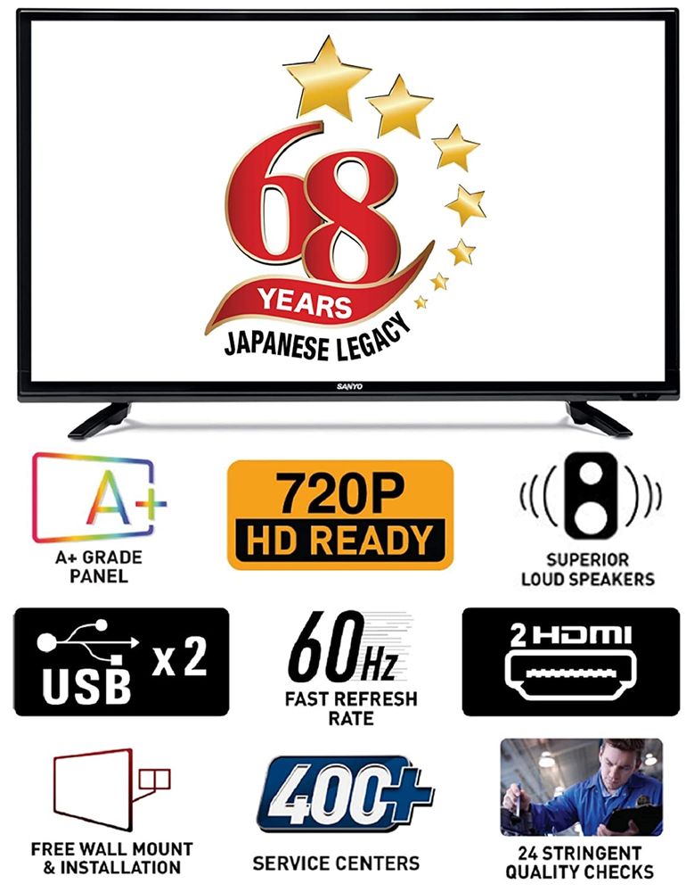 Sanyo 80 cm (32 Inches) HD Ready LED TV XT-32S7201H (Black)