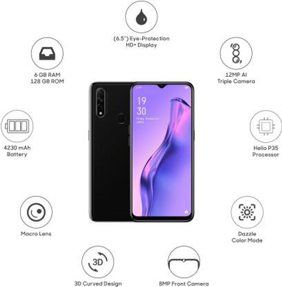 OPPO A31 (Mystery Black, 128 GB)  (6 GB RAM)