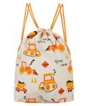 Knitting Doodles Construction Print Drawstring Bag - Orange White