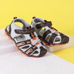 Cute walk by Babyhug Sandals With Velcro Closure - Black & Orange