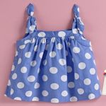 Babyhug Singlet Sleeves Top Polka Dot Print - Blue