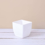 3.3 inch (8 cm) Square Plastic Planter with Rounded Edges (White) (set of 6)